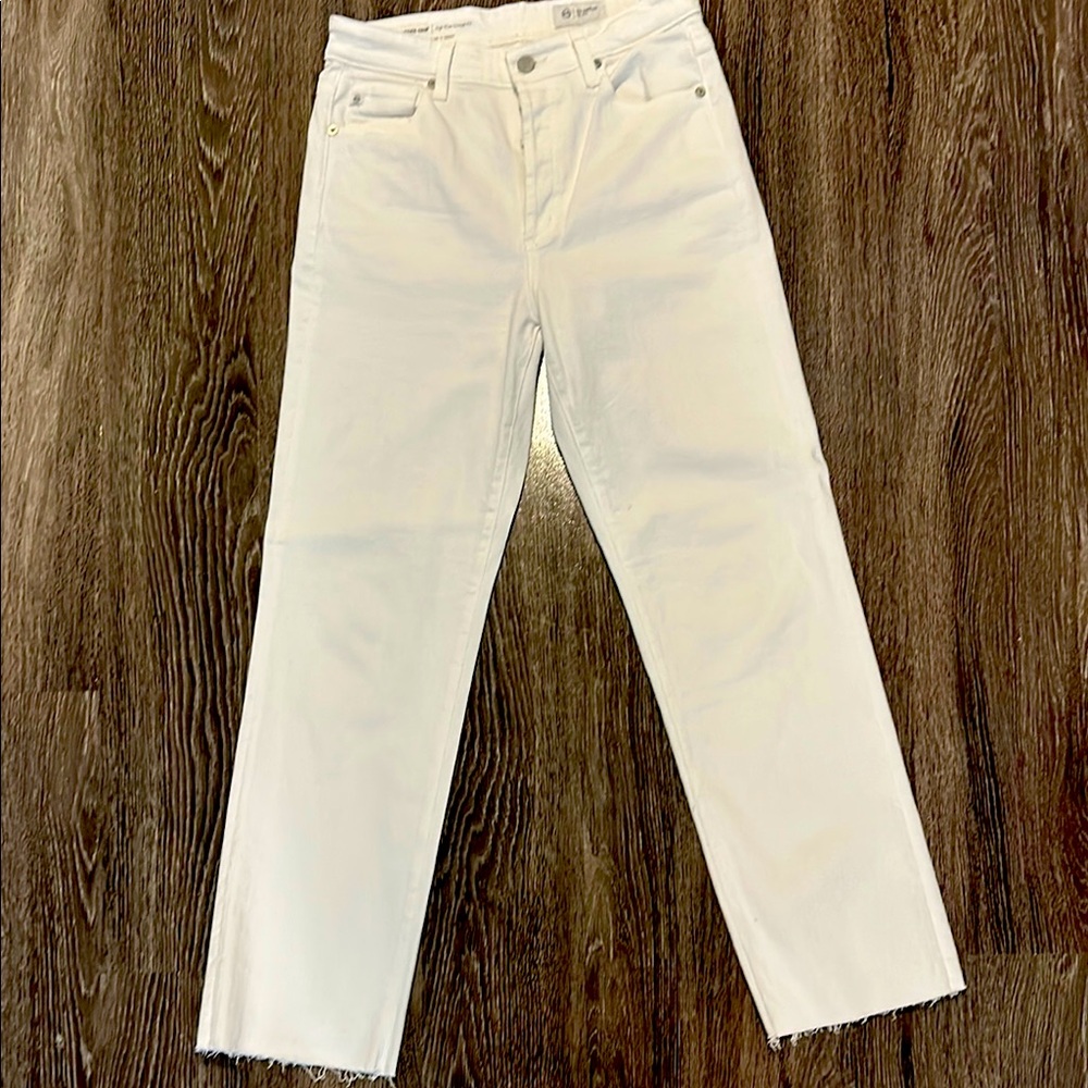 AG Alexxis Crop High-Rise Vintage Fit white jeans
